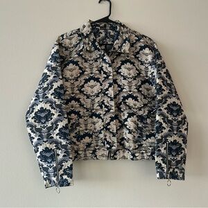 Boohoo Black and Cream Floral Bomber Jacket